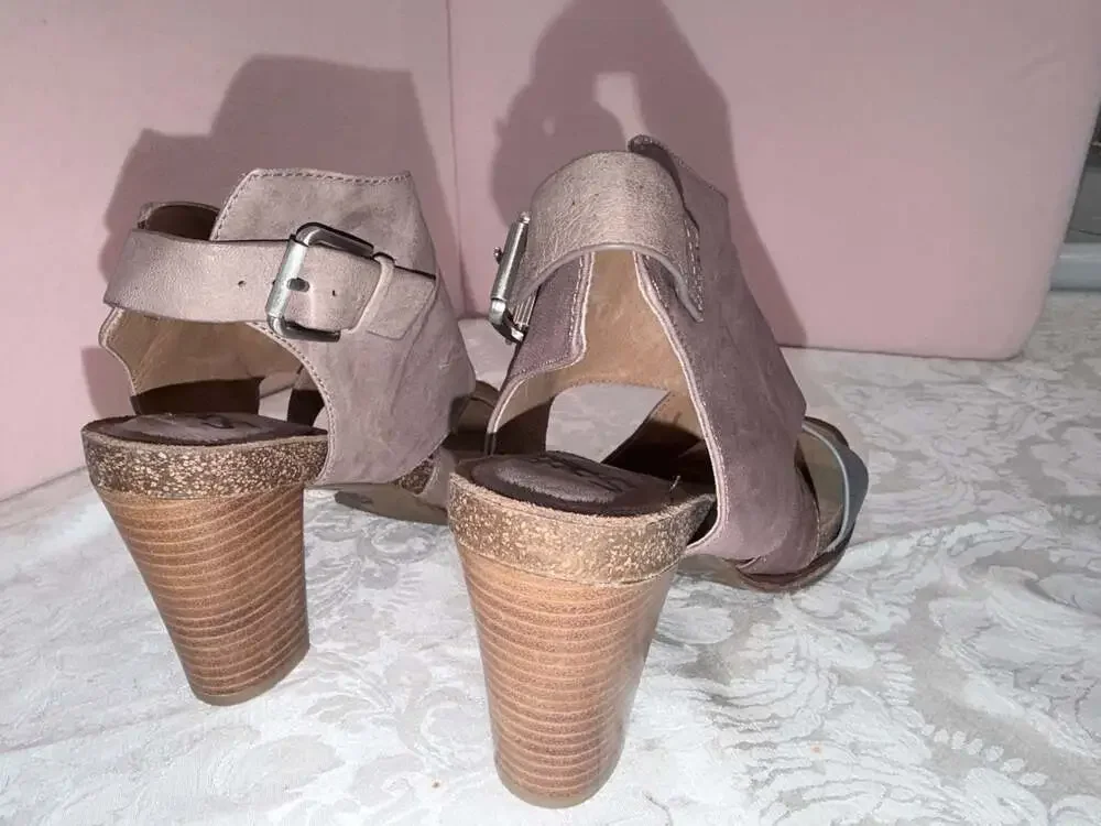 Söfft Christine Strappy Leather Heels Cork Platform Sandals Beta Grey Size 11